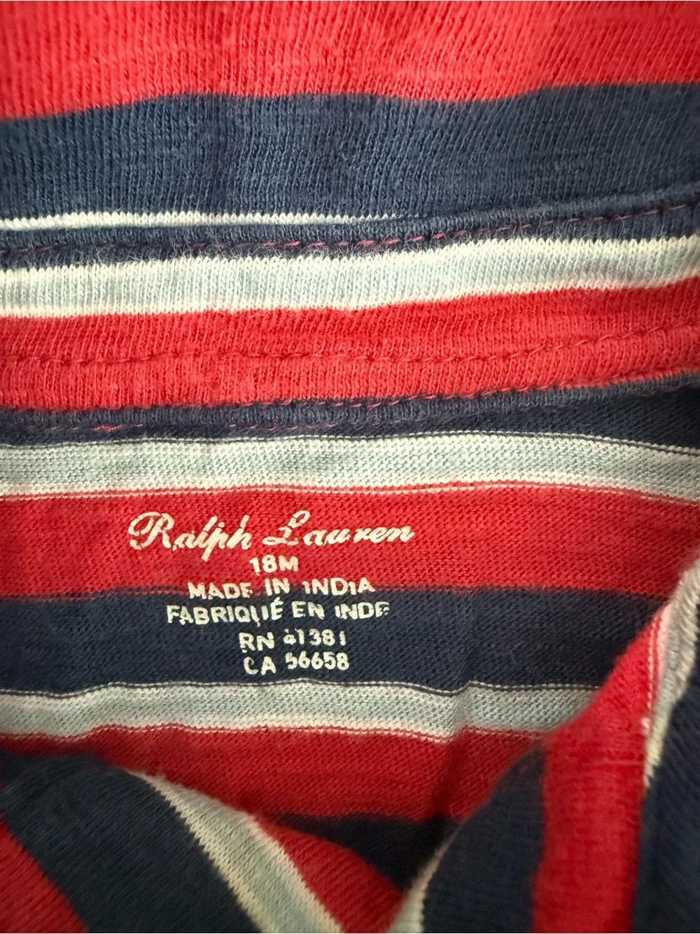 Ralph Lauren Red and Navy Stripe romper- size 18 months